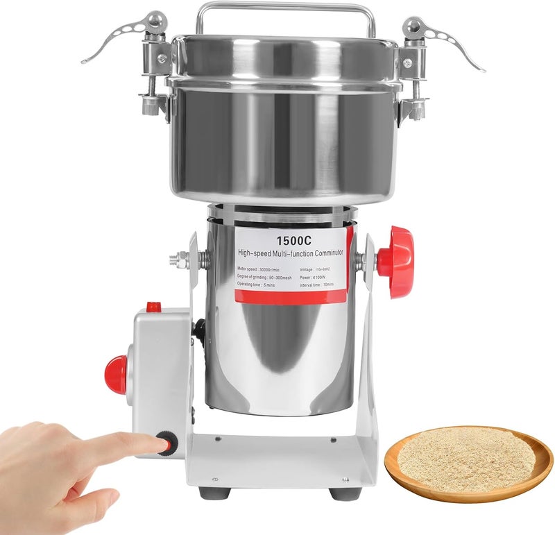 banborba Grain Mill Grinder Electric 1500g Commercial Spice Grinder 4100W Stainless Steel Pulverizer Dry Grinding Machine for Wheat Corn Rice Pepper Herbs Coffee Beans - Image 1